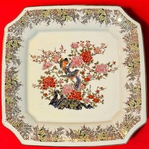 Vintage Japanese Octagonal Porcelain Themed Art Plate Decorative Plate 10.5”